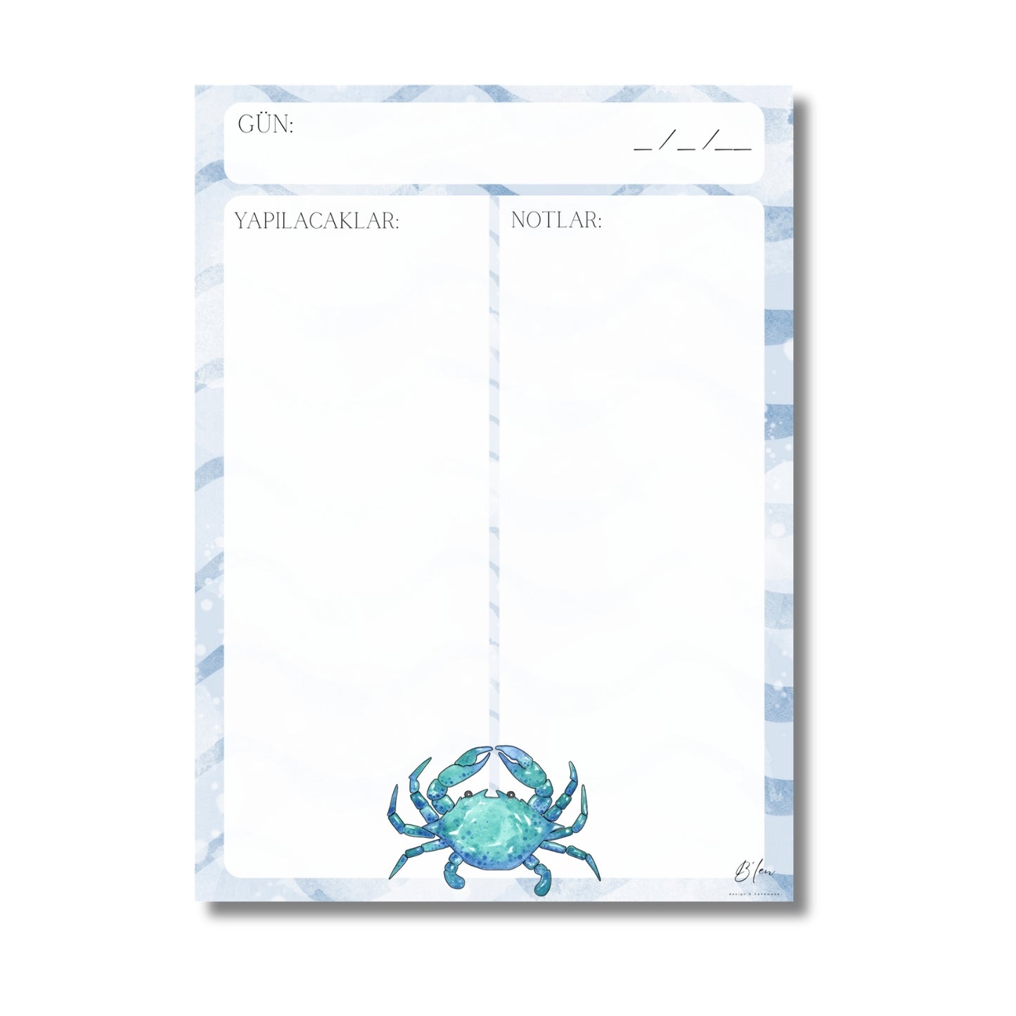 B'len "mini planner" Günlük Planlayıcı Denizaltı Yengeç