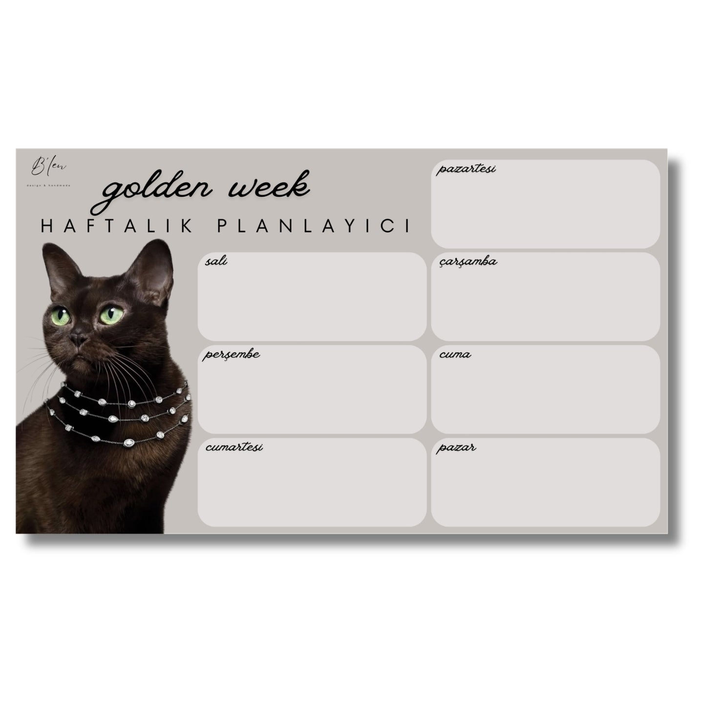 B'len "golden week" Haftalık Planlayıcı Kedi Kahverengi