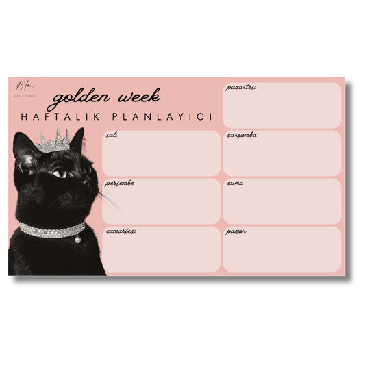 B'len "golden week" Haftalık Planlayıcı Kedi Siyah